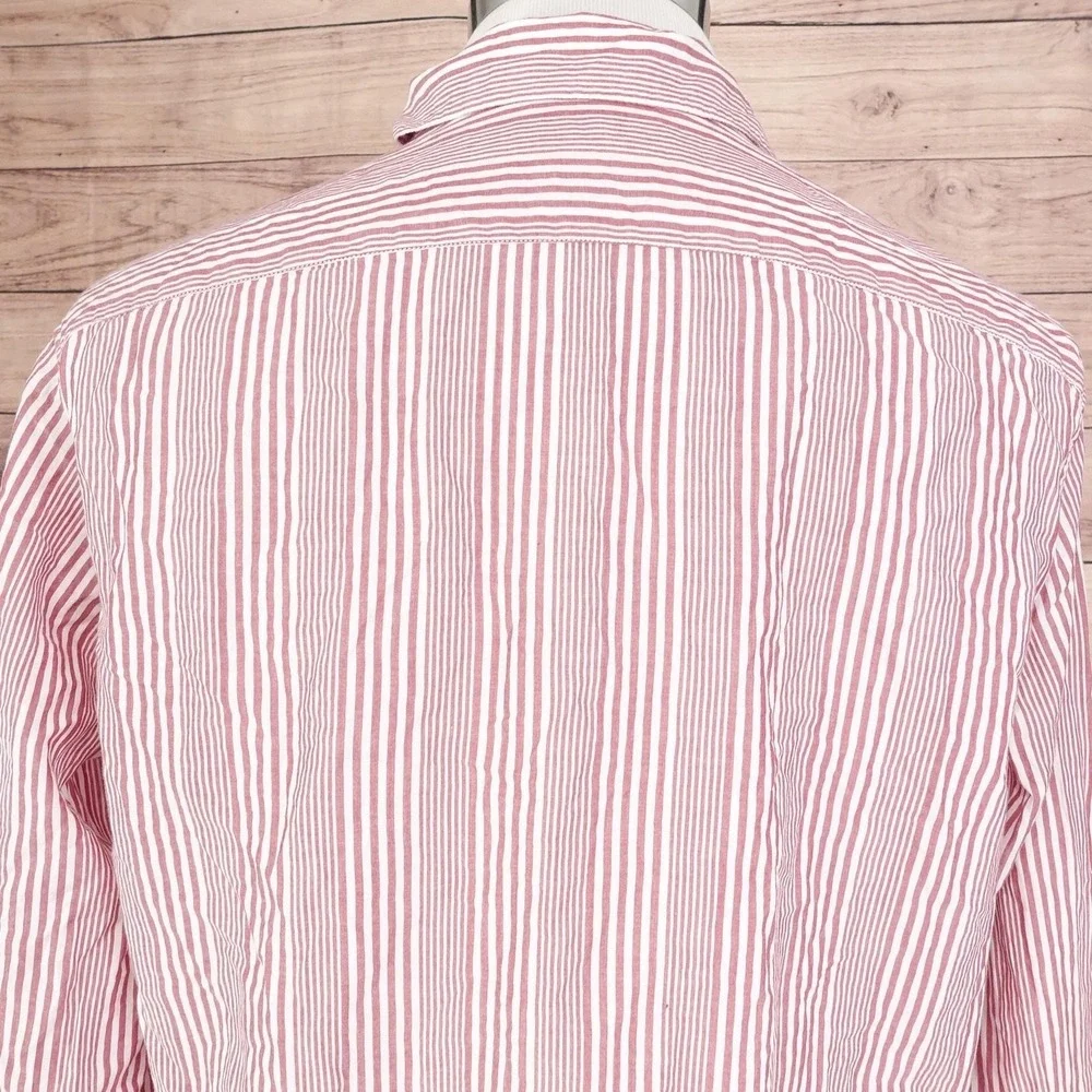 Banana Republic‎ Shirt Mens Large Striped Untucked Slim Fit Casual Workwear